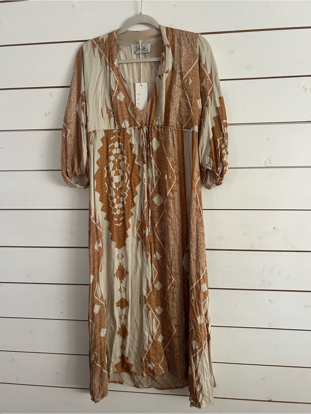 NWT VaVa By Joy Han Freya Boho Drawstring Waist V Neck Maxi Dress Women’s Small